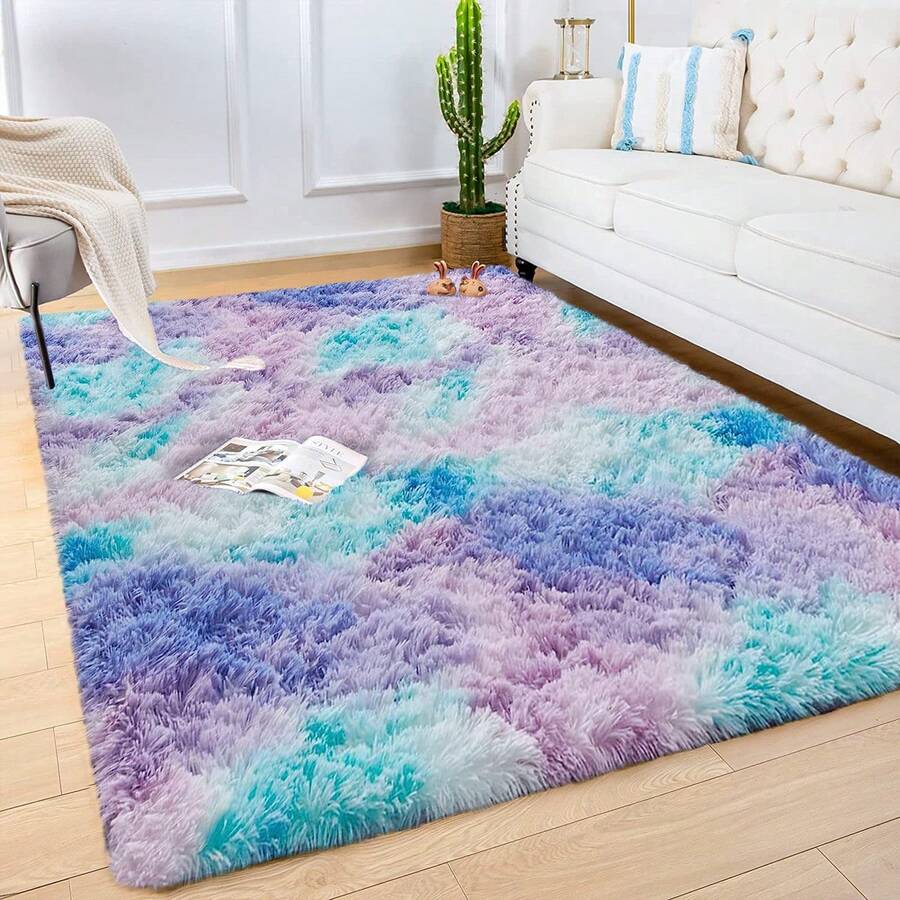 A Đầy màu sắc Xanh Dài Sang trọng Tấm thảm , Với Biến đổi dần Ấm áp , Đáng yêu , Mềm mại , Thoải mái Và Atmospheric Trong nhà Trang trí A Nhẹ Và Có thể mang đi Runner Tấm thảm có thể sử dụng In Nhiều loại Khu vực Bao gồm Sofa Cạnh , Giường Cạnh , Cửa sổ vịnh , Giày Thay đổi Ghế Dài , Phòng khách , Phòng ngủ , Trò Chơi Phòng , - màu xanh nhiều màu - Xem 1