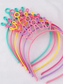 6pcs/Set Random Color Mixing Children's Cute Princess Sweet Hair Band, Plastic CrownHeadband Children's Dress Up Girls Candy Color Headband Party Crown, Idealchoice For Gifts - Multicolor - View 4