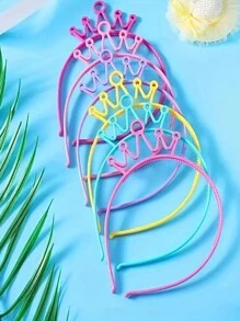 6pcs/Set Random Color Mixing Children's Cute Princess Sweet Hair Band, Plastic CrownHeadband Children's Dress Up Girls Candy Color Headband Party Crown, Idealchoice For Gifts - Multicolor - View 5