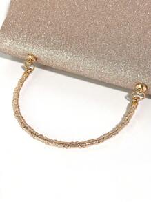 Bolsa de noche para mujer SIIZA Champagne, bolsos de fiesta de cartera de boda con brillo helado para baile o prom - Champán - Ver 9