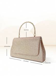 Bolsa de noche para mujer SIIZA Champagne, bolsos de fiesta de cartera de boda con brillo helado para baile o prom - Champán - Ver 8