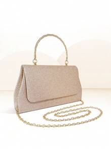 Bolsa de noche para mujer SIIZA Champagne, bolsos de fiesta de cartera de boda con brillo helado para baile o prom - Champán - Ver 2