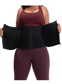 1 pezzo Contenitore vita donna per sport all'aperto, a doppio strato, con gancio cavallo e chiusura lampo, realizzato in gomma cloroprenica, per yoga e controllo della sudorazione addominale, shapewear, corsetto per dimagrire la pancia, accessori palestra per girovita snellente, fasce lombari per corsetto dimagrante pancia