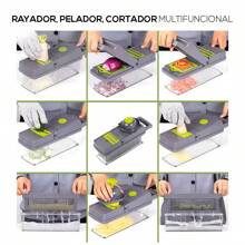 Cortador de Verduras   Multifuncional Picador Manual para Cocina 16 piezas en 1 - Gris Oscuro - Ver 4