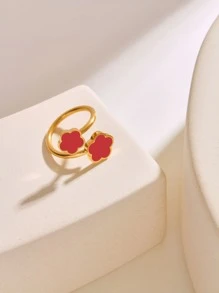18K Gold Plated Fashion Stainless Steel Flower Ring For Women For Daily Life For Girlfriend Gift For Men Valentines,Mom,Mother,Mother's Day,Gift
