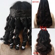 Beautiful Curls: Easy And Overnight Hair Styling With Soft Octopus-Shaped No-Heat Hairband Suitable For Regular Hair - Black - View 5