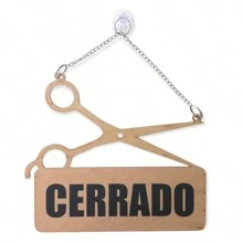 BigLaserSatelite Letrero Tijeras Abierto Cerrado para Estética Peluquería Barber Shop MDF Negocio Cadena Resistente Ventosa Puerta