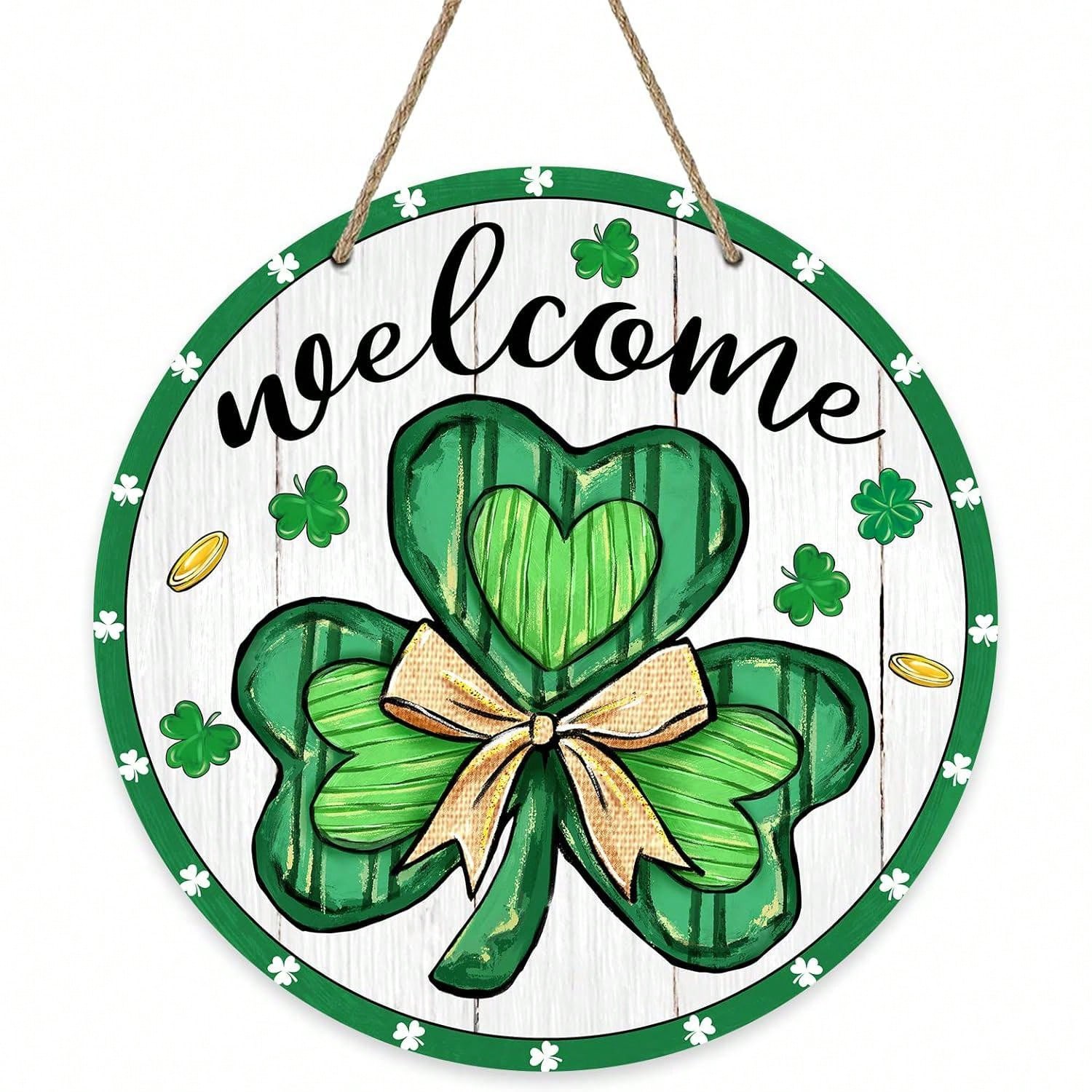 St. Patrick's Day Clover Front Door Sign, Shamrock Farmhouse