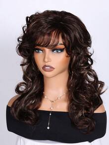 18 Inch Multi Colour Long Natural Wave Wig With Bangs Synthetic Wigs For Daily Party Wear - 彩色 - 查看 4