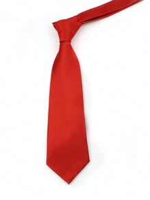 ZONFAZ 1pc 8cm Men's Solid Red Classic Casual Necktie,Festival,Graduation Gift - Red - View 3