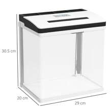 Acquario da 13L a Illuminazione LED con Fori di Ventilazione e Pompa Silenziosa, Vasca per Pesci in Vetro HD e ABS, 29L x 20P x 30.5A cm, Bianco e Trasparente - Trasparente - Visualizzare 3