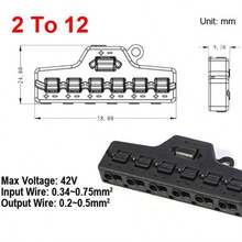 6 Ports Out Line Splitter Quick Connect Low Voltage Wire Splitter Distribution Block For Lighting Led Strip Connection Terminal - Black - View 7