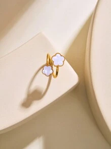 18K Gold Plated Fashion Stainless Steel Flower Ring For Women For Daily Life For Girlfriend Gift For Men Valentines,Mom,Mother,Mother's Day,Gift