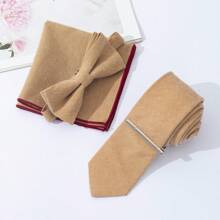 4 cái/bộ Nam Cao-kết thúc Thon gọn Len Cà vạt , Nơ thắt , Hình vuông bỏ túi Và Kẹp cà vạt Tổ hợp Bộ , Thích hợp Đối với Sinh nhật Và Ngày lễ Hoàn hảo Đối với Đám cưới , , Ngày tháng , Bữa tối , Và - Bộ cà vạt bốn mảnh vừa vặn - Xem 13