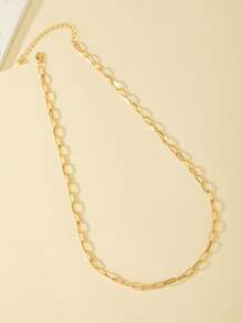 極簡鏈條樣式項鍊 - 金黃色 - 查看 2