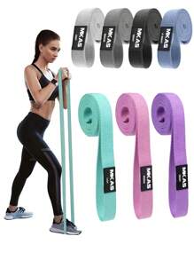 MKAS 1 件装 绿色长款织物全身阻力带 健身带 男女通用阻力带 布环阻力带 强力拉伸健身带 引体向上辅助阻力带 健身房配件