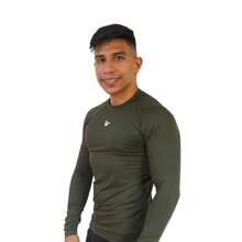 Men Swim Rashguards - Army Green - View 2