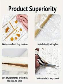 20pcs 3d Self-Adhesive Tile Stickers, Easy To Stick And Peel, Suitable For Kitchen, Living Room, Bathroom, Hallway - White - View 4