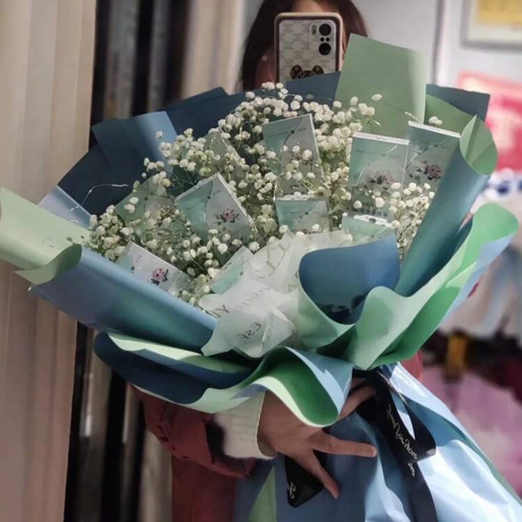 20 hojas/paquete Papel de envolver elegante con diseño floral bicolor y resistente al agua, para uso en floristerías, empaquetar ramos y materiales de arreglos florales - Multicolor - Añade 22