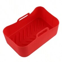 2PCS Square Silicone Pot For Air Fryer Kitchen BBQ Plate Heating Baking - Red - View 1
