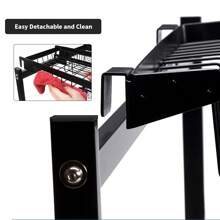 Over Sink Dish Drying Rack 2-Tiers Stainless Steel Kitchen Utensils Storage Cutlery Organizer Cutlery Rack With Chopstick Holder Space Save,Anti-Rust,With Five Free Hanging Hooks - 黑色 - 查看 7