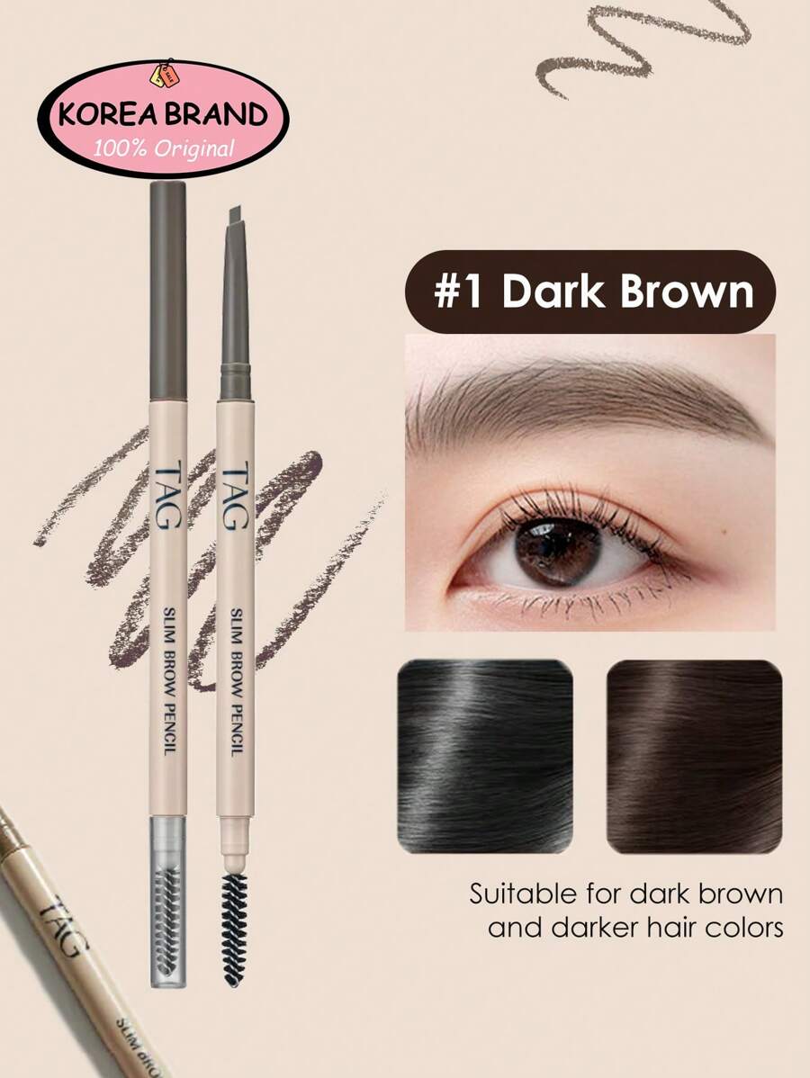 Too Cool for School TAG系列纤细眉笔 #1 深棕色，双头眉刷，笔尖纤细，持久显色，打造自然眉形，勾勒眉部轮廓，填充眉毛，韩式妆容 - #1 Dark Brown - 查看 1