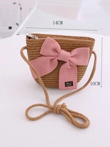 新款女孩可愛公主風格蝴蝶結沙灘包,適合日常使用