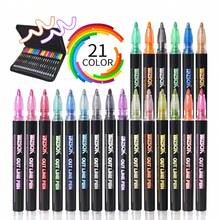 Drawing Marker Pens Double Line Outline Pens 21 Color Self Outline Metallic - Multicolor - View 1