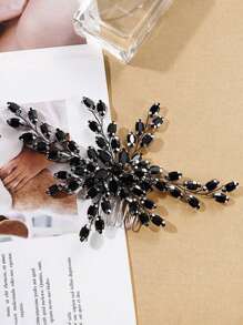 Tocado nupcial hecho a mano de diseño reciente con horquilla y peine personalizados en negro, accesorio para el cabello para boda y estilo vintage