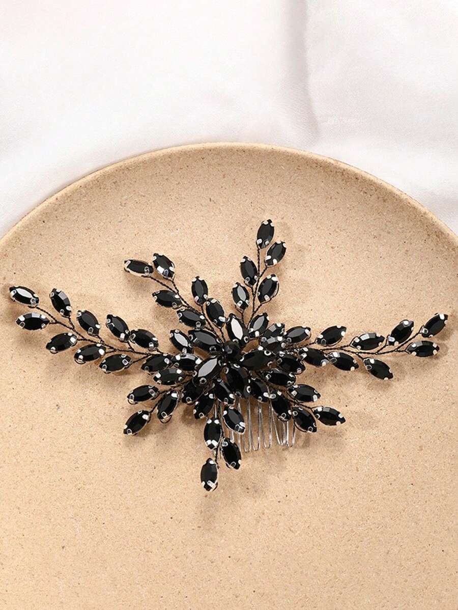 Tocado nupcial hecho a mano de diseño reciente con horquilla y peine personalizados en negro, accesorio para el cabello para boda y estilo vintage