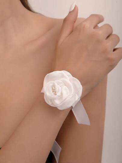 1 st Bridal Rose Flower Wrist Corsage för kvinnor. Lämplig för brudklänning, brudtärnor och brud att bära alla hjärtans dag