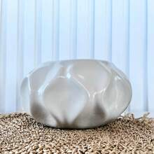 Vaso cachepô bege onda ondulação 3D para mesa lateral - Bege - Visão 3