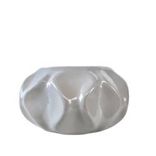 Vaso cachepô bege onda ondulação 3D para mesa lateral - Bege - Visão 1