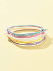 30 Pièces Bracelets De Corde Tressée En Polyester Ciré Réglables De 5 Couleurs Mélangées, Diamètre Intérieur : 1-5/8 ~ 3-1/8 Pouce (4 ~ 8 Cm) - Multicolore - Voir 2