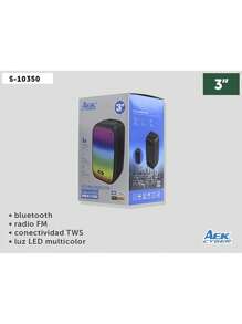Bocina Bluetooth Portátil Aek Cyber S-10350 3" con Luces LED y Radio FM - Negro - Ver 4