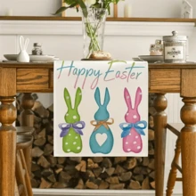 1 Pieza, Camino De Mesa, Camino De Mesa Con Diseño De Zanahorias, Conejo, Conejito, Camino De Mesa Con Tema De Pascua Feliz, Decoración De Mesa De Comedor De Cocina De Temporada Para Interiores, Decoración De Fiestas - Multicolor - Ver 6