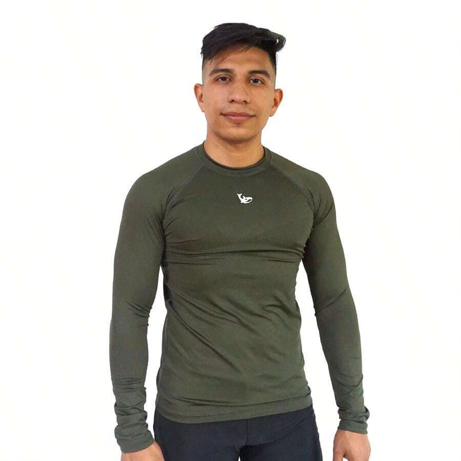 Men Swim Rashguards - Army Green - View 1