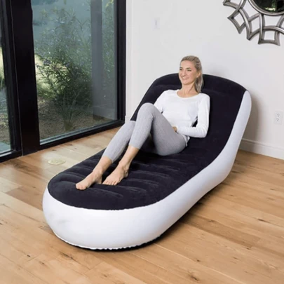 Lençóis infláveis para sofá Lazy Sofá inflável duplo para pessoas ao ar livre para ambientes internos e externos estão disponíveis, com tubo inflável manual