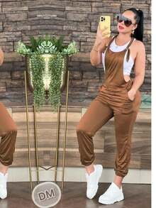 OVEROL CON TOP TELA FRESCA - Camel - Ver 2