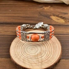 A Classic Bohemian Bracelet Made Of Turquoise - Orange - View 3