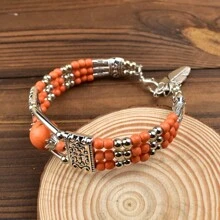 A Classic Bohemian Bracelet Made Of Turquoise - Orange - View 2