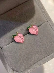 1對夏日清新桃子設計耳釘 - 桃子耳釘 - 查看 4