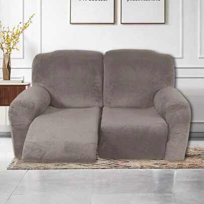 2 Seater Recliner Sofa Velvet Cover Stretch Reclining Couch Slipcover Sofa Furniture Protector Covers Thick Soft Washable With Pocket For Reclining Sofa 6pcs/Set