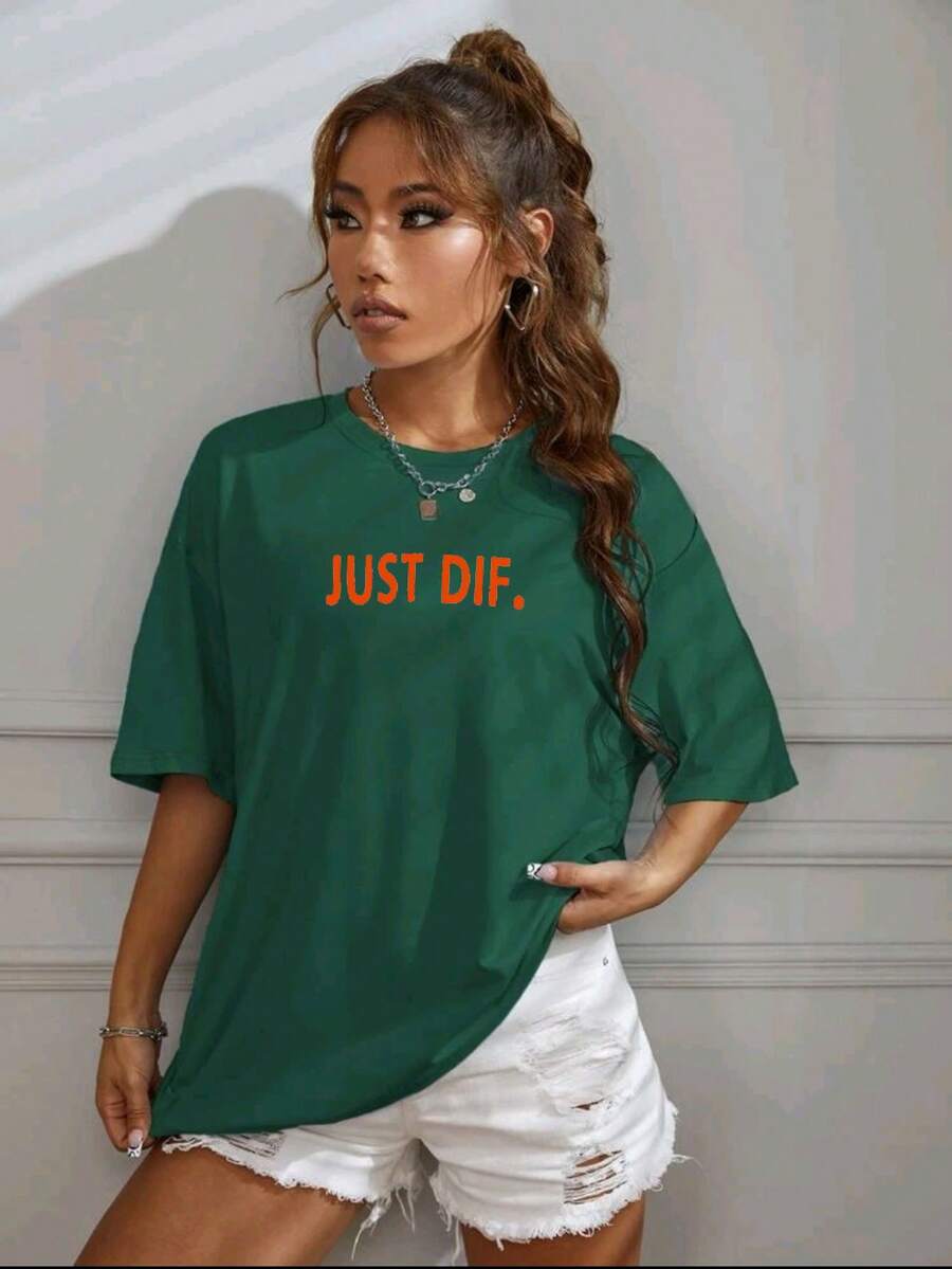 Plus Size T-Shirts - 軍綠色 - 查看 1