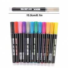 Drawing Marker Pens Double Line Outline Pens 21 Color Self Outline Metallic - Multicolor - View 2