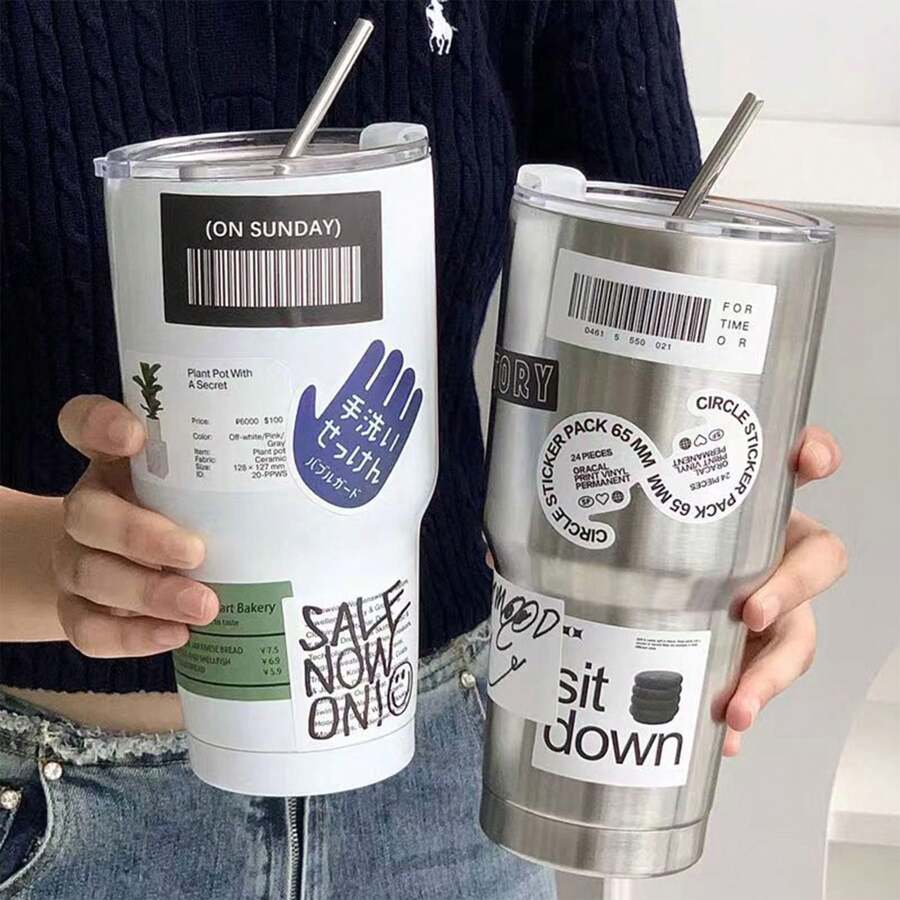 Doppelwandiger Edelstahl Reisebecher – 20 Oz (ca. 590 Ml), Mit Strohhalm & Deckel, Isoliert, Hält Warm & Kalt, BPA-frei