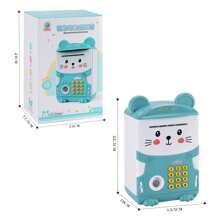 Alcancía Electrónica para Niños, Caja Fuerte para Niños con Contraseña/Música, Cajero Automatico Ahorros Niños de Desplazamiento, Regalo Festivo para Niños y Niñas - Azul - Ver 3