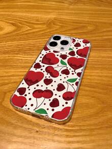 1 Ốp điện thoại Tpu trong suốt có họa tiết trái tim và quả anh đào Tương thích với iPhone - Nhiều màu - Xem 2