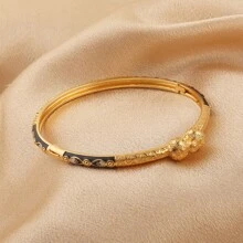 1pc Copper Retro Bracelet With Oil Drop Design And Clasp - Multicolor - View 13