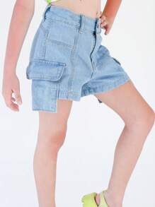 Teen Girls Denim Shorts - Rửa nhẹ - Xem 1